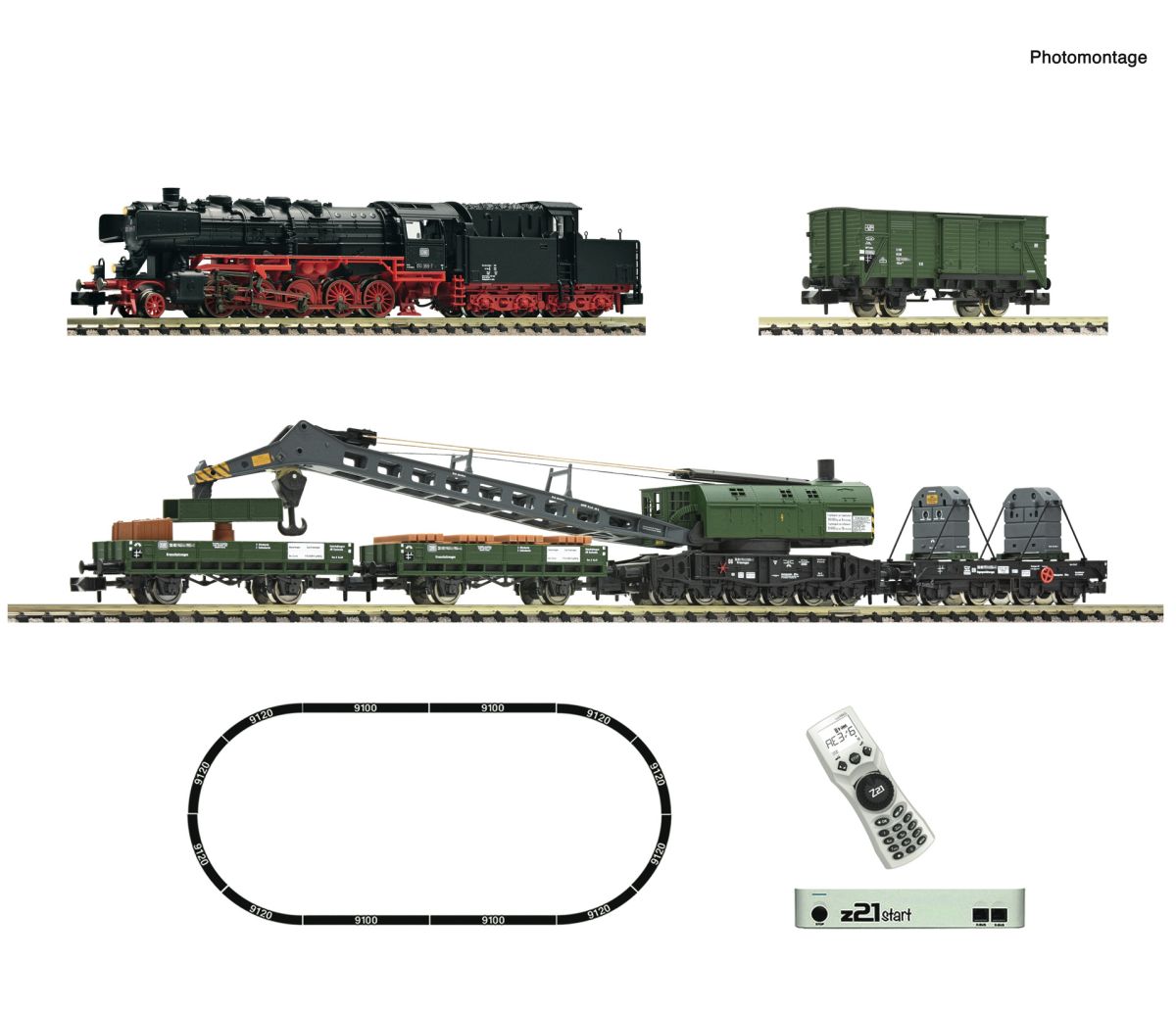 FLEISCHMANN 5170004 z21 start Digitalset: Dampflokomotive BR 051 mit Kranzug, DB DCC Spur N