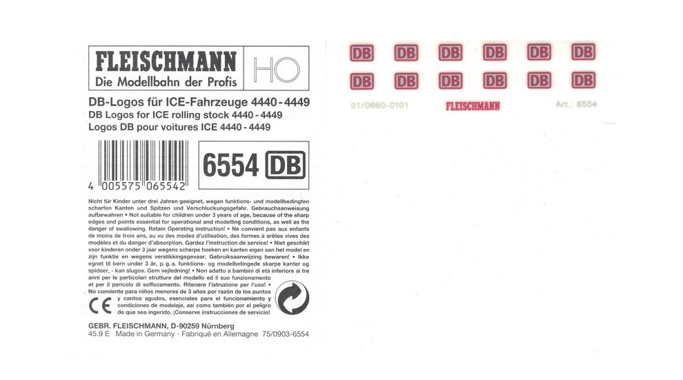FLEISCHMANN 6554 DB-Logos Epoche V für ICE-Fahrzeuge 4440 - 4449 H0 - NEU