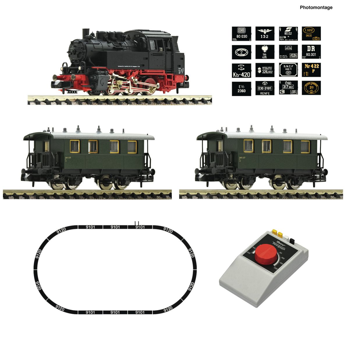 FLEISCHMANN 5160003 Analog Start Set: Dampflokomotive BR 80 mit Personenzug DC Spur N