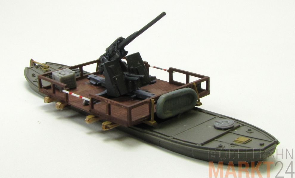 Fähre bzw. Schwimmponton 8,8 cm Flak Geschütz Standmodell Militär Maßstab 1:160