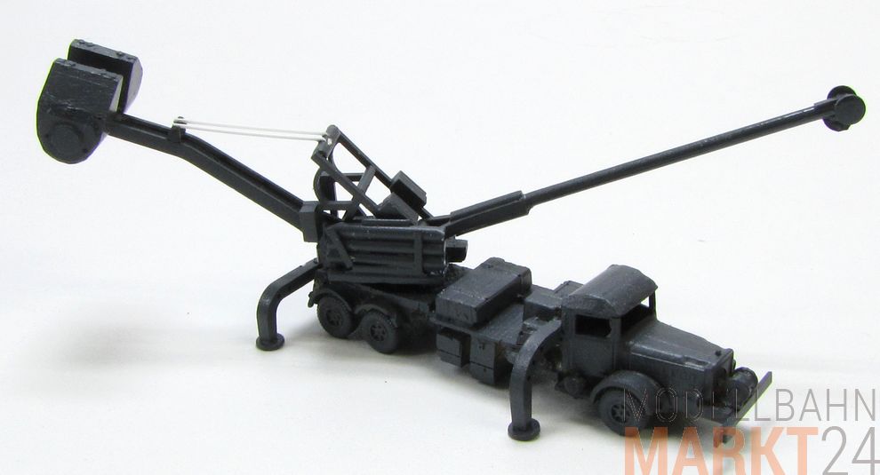 Militär Lkw Kran mit Ausleger Handarbeitsmodell WW2? in dunkel grau Scale 1:160