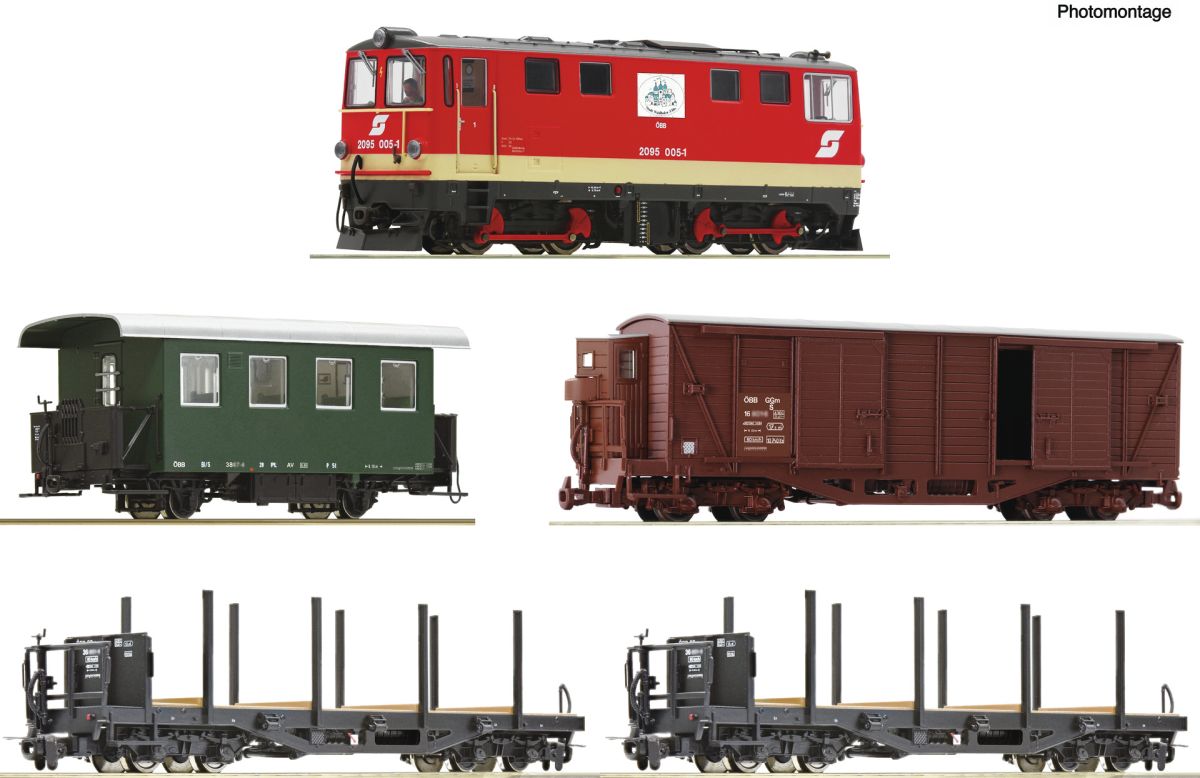 ROCO 5540001 5-tlg. Zugset: Diesellokomotive 2095 005-1 mit GmP, ÖBB DC Spur H0