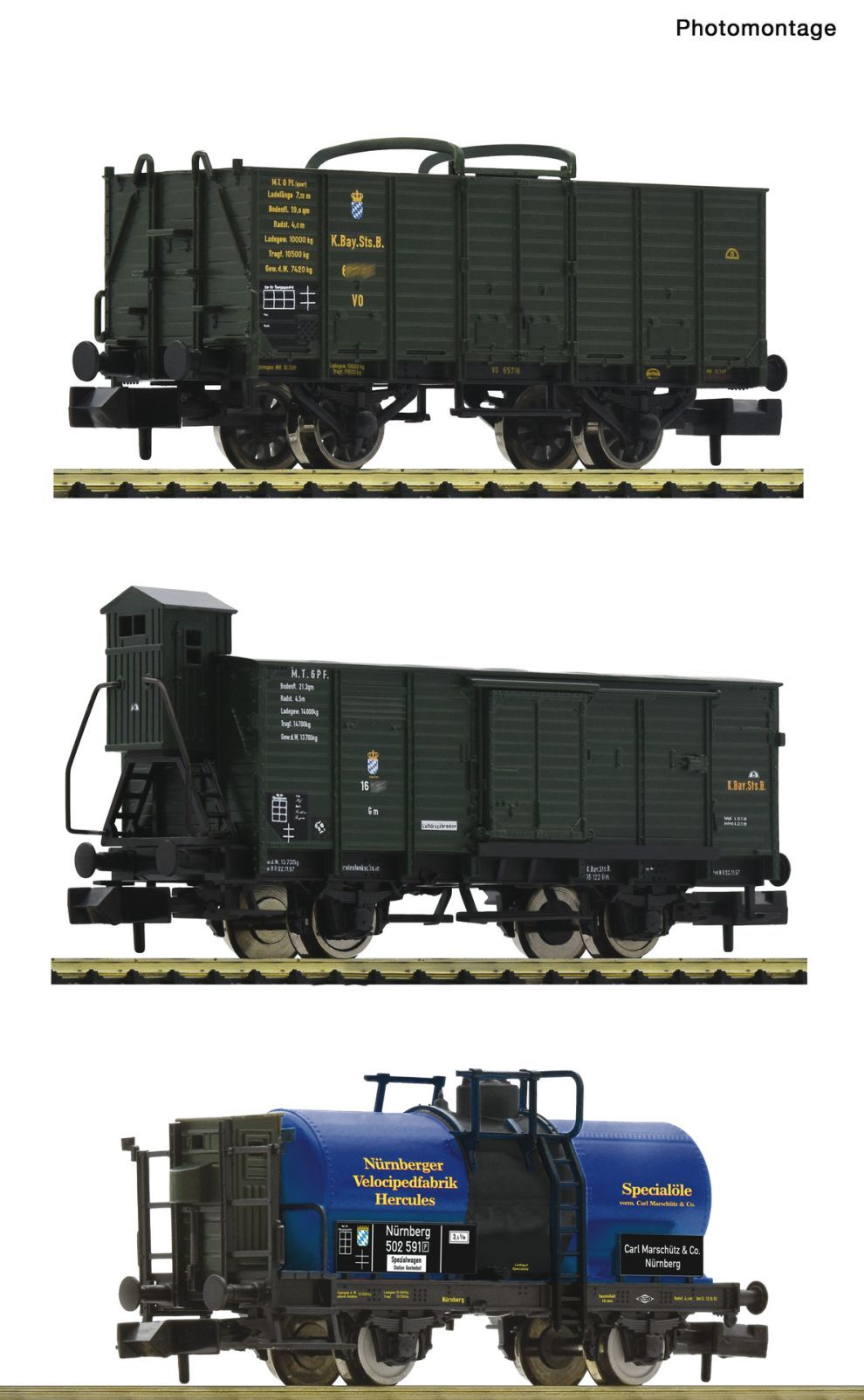 FLEISCHMANN 809005 KBAYSTS    3er Set Güterzug Kbaystb