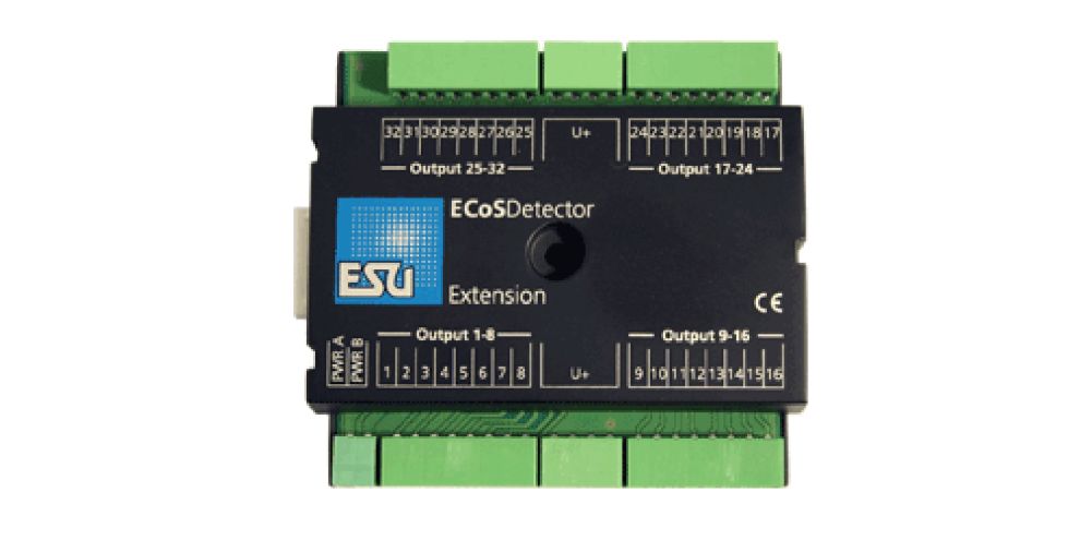 ESU 50095 ECoSDetector Rückmeldemodul  Erweiterung. 32 digitale Ausgänge 100mA für Birnchen oder LEDs, Ausleuchtung Gleisbildstellpult.