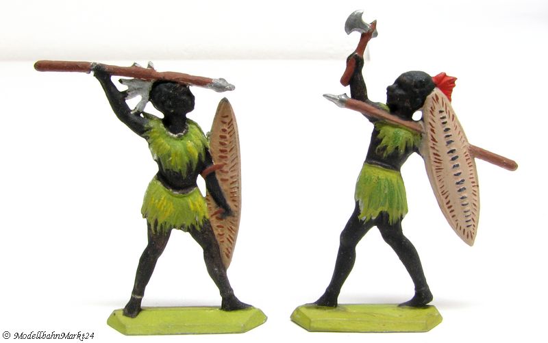 Zinnfiguren Zulu Krieger 2-teilig 62 mm handbemalt 51 g