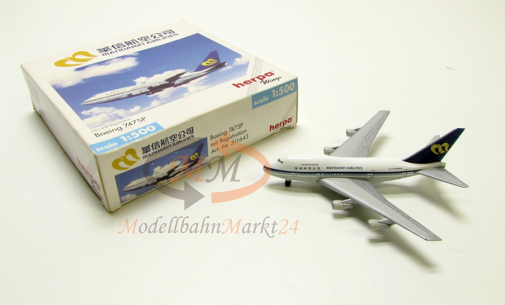HERPA WINGS 511643 - Boeing 747 SP Mandarin Airlines im Maßstab 1:500 OVP