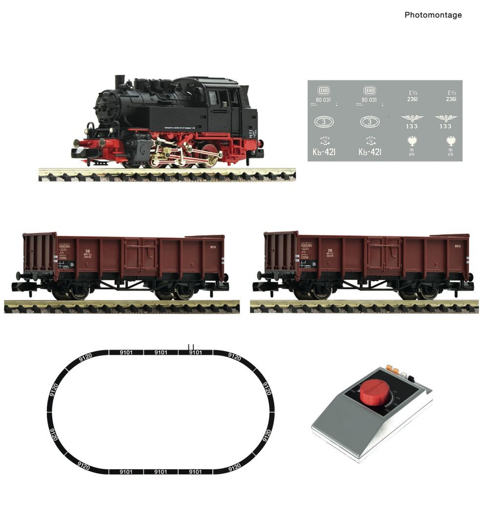 FLEISCHMANN 5160002 Analog Start Set: Dampflokomotive BR 80 mit Güterzug DC Spur N