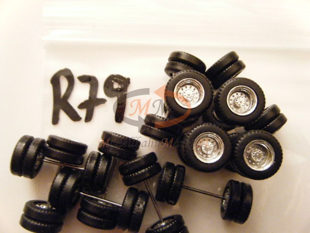 ALBEDO 10 x Räder Reifen schwarz Felgen chrome Zwillingsreifen H0 R079 R79