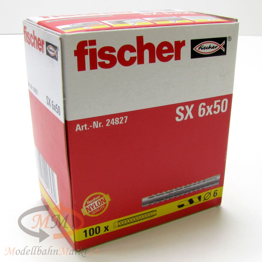 FISCHER Dübel 24827 Spreizdübel SX 6 x 50 VPE = 100 Stück - NEU