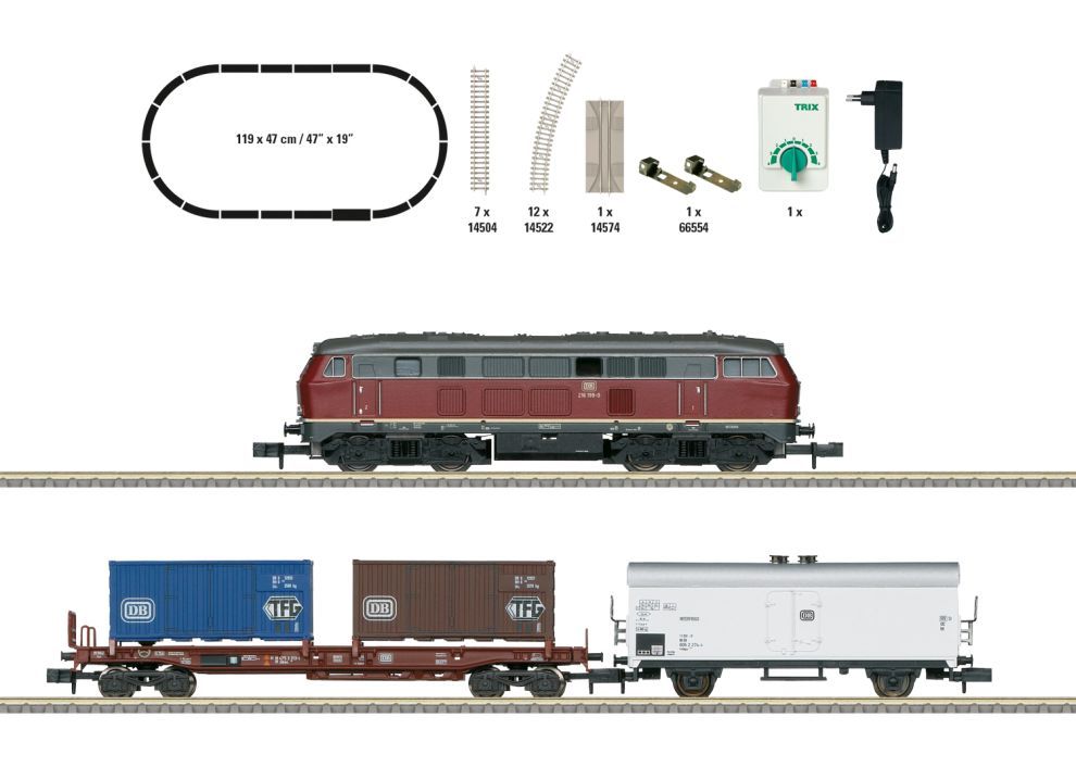 TRIX 11146 Startpackung Güterzug mit Baureihe 216 Spur N
