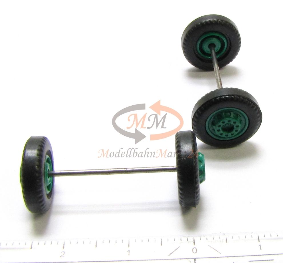 10x ALBEDO Räder Reifen LKW Radsatz Baufahrzeug schwarz Felge grün 1:87 R205