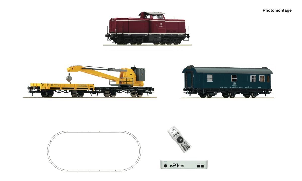 ROCO 5110004 z21 start Digitalset: Diesellokomotive BR 211 mit Kranzug, DB DCC Spur H0