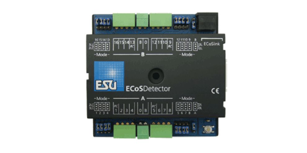 ESU 50094 ECoSDetector Rückmeldemodul, 16 Dig. Eingänge, davon 4 RailCom Rückmelder. Für 2-Leiter- oder 3-Leiterbetrieb, Optokoppler