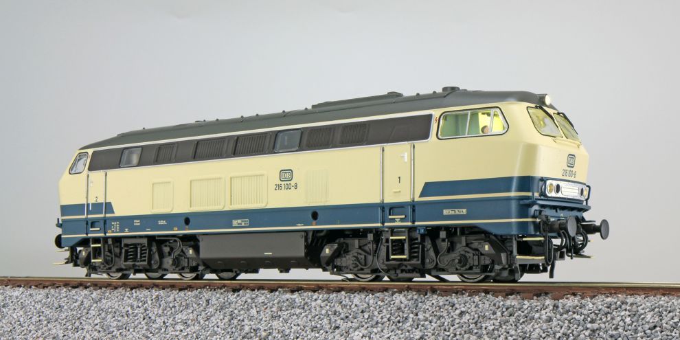 ESU 31001 Diesellok, H0, BR 216, 216 100 DB, ozeanblau/beige, Ep IV, Vorbildzustand um 1978, Sound+Rauch, DC/AC