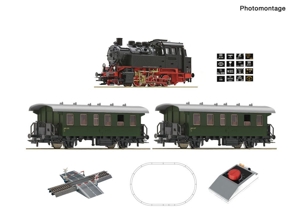 ROCO 5100001 H0 Analog Start Set: Dampflokomotive BR 80 mit Personenzug DC
